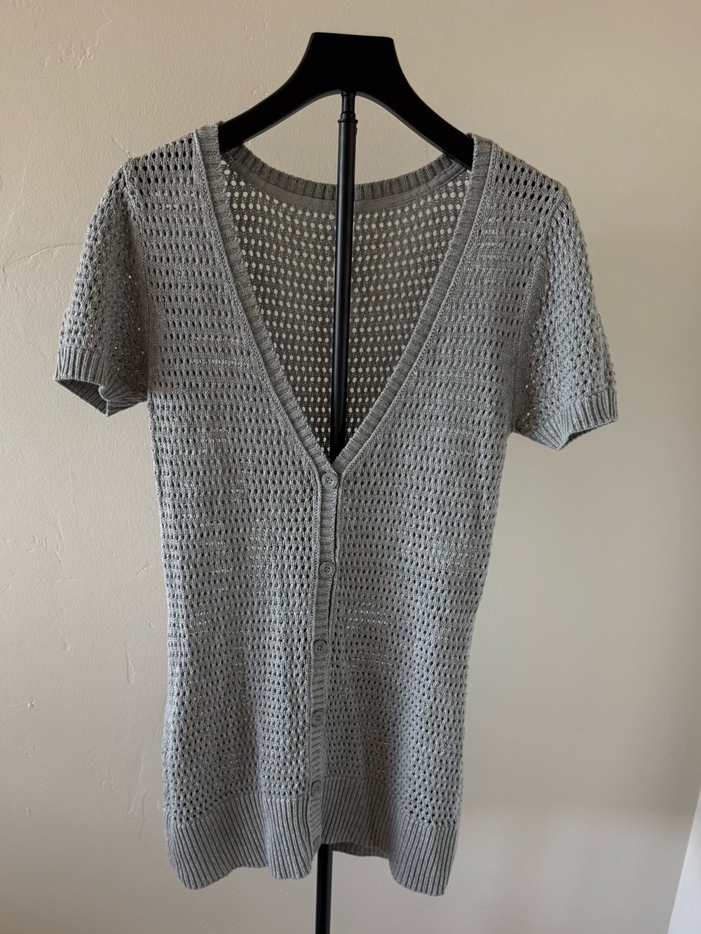 Y2K Aeropostale Light Gray Open Weave Sweater Top size L